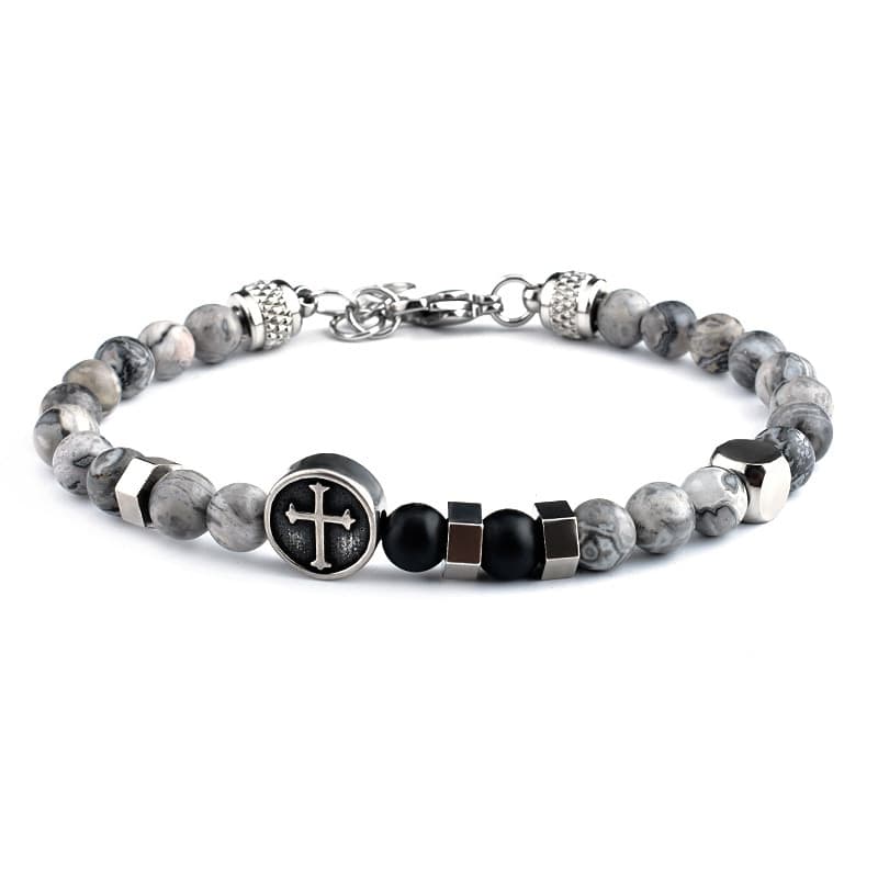 Men's Vintage Cross Beaded Bracelet — product image